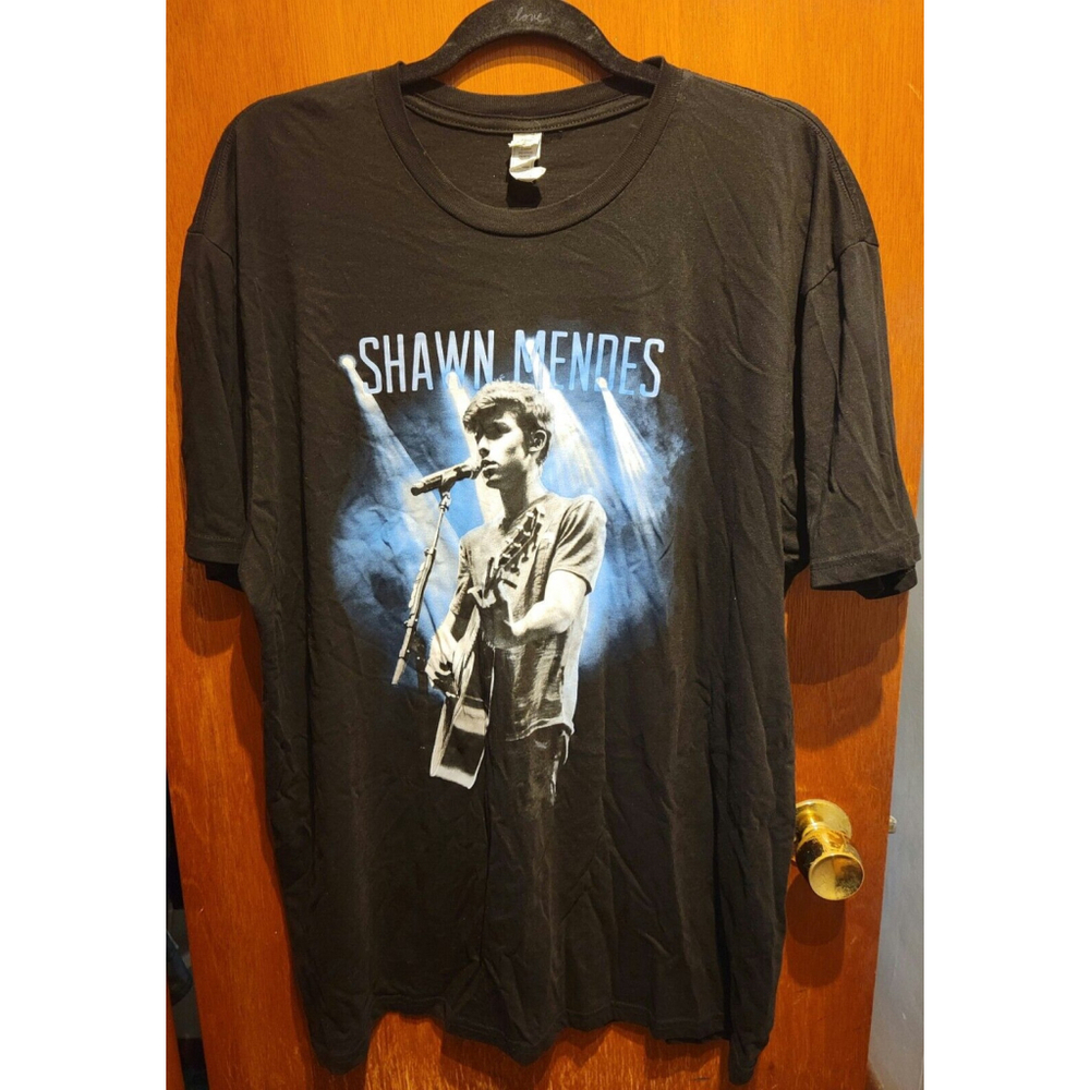 Shawn Mendes XL Shirt Crewneck 2015 Tour Black Short Sleeve T-Shirt Singer Band